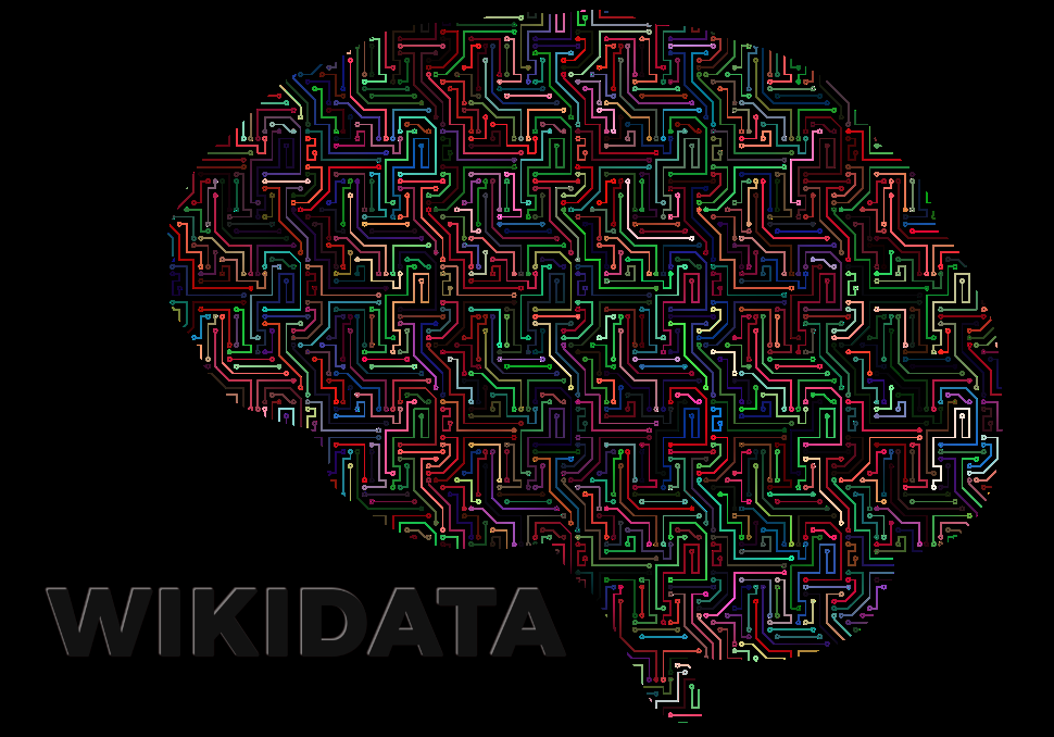Wikidata and a brain that looks like circuits, in the Wikidata colors