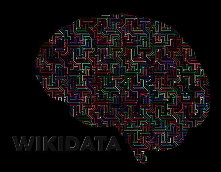 Wikidata and a brain that looks like circuits, in the Wikidata colors