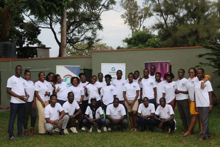 A group photo of volunteers who attended the Wikidata 12th birthday celebration in Uganda.
