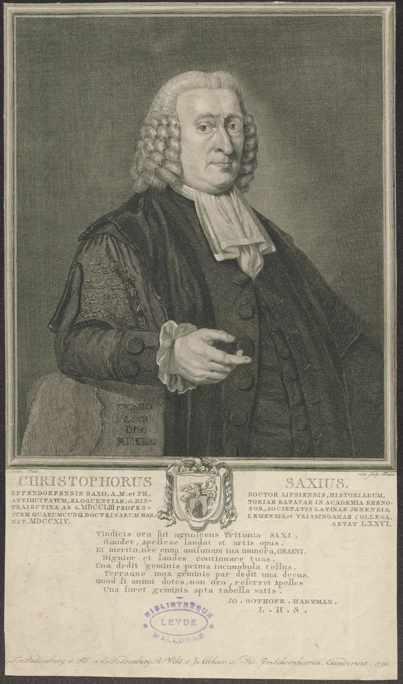 Portrait of Christophorus Saxius, professor of history at Utrecht University